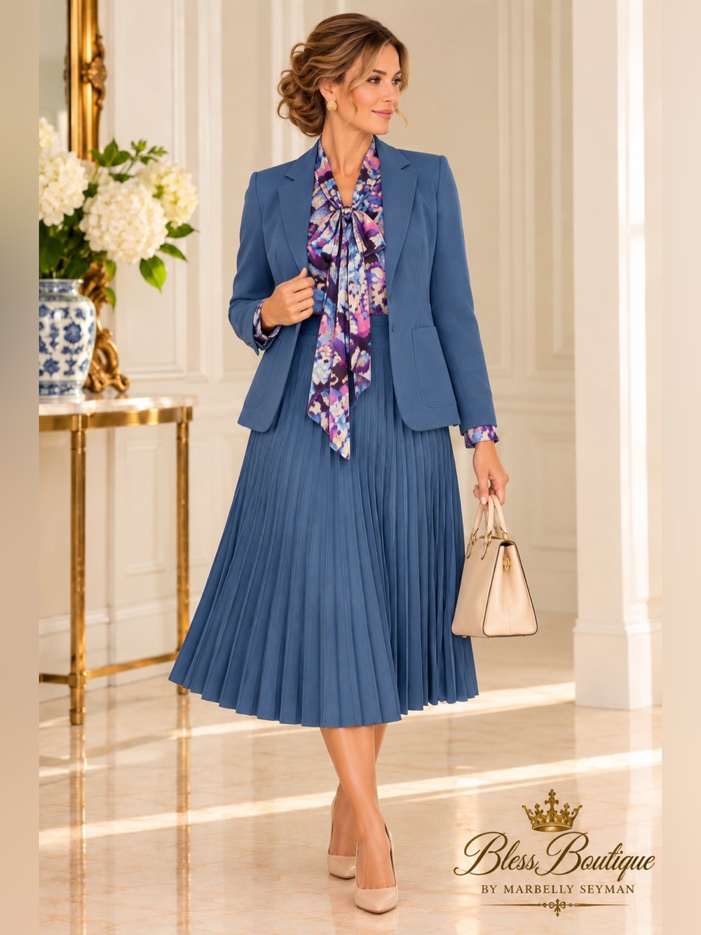 NWT Vintage Fire Islander 3-Piece Skirt Suit Set + June & Hudson Blouse Size 8/